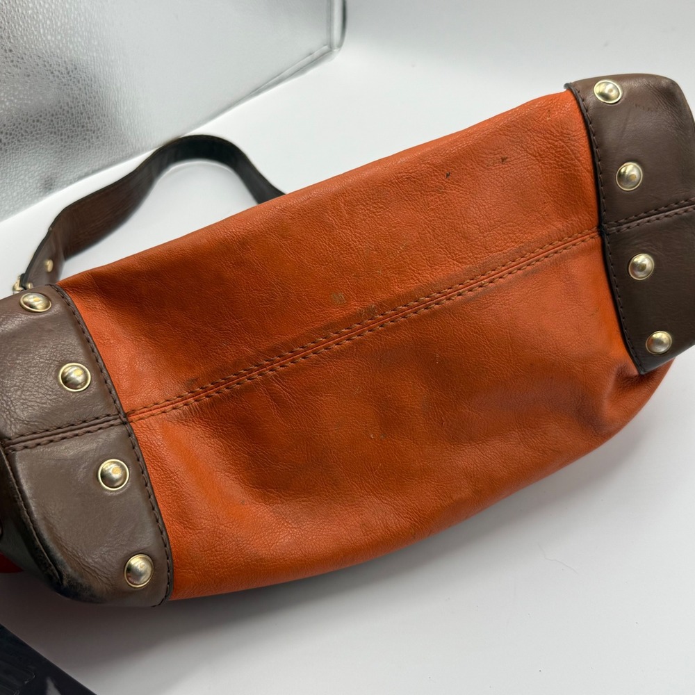 Michael Kors Leather Hobo Bag Large Orange Boho Chic Slouchy Shoulder Bag READ - Picture 12 of 15